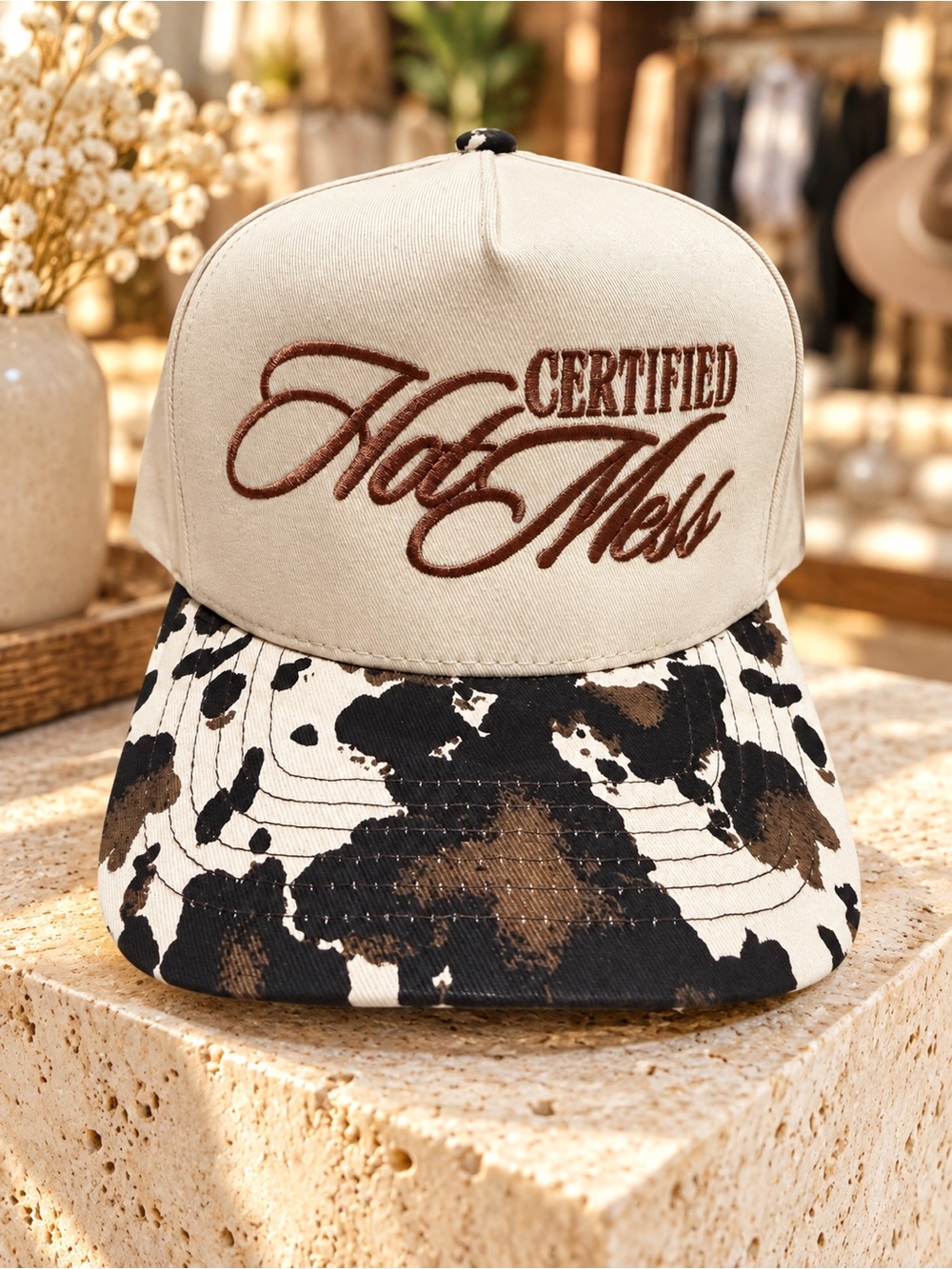COW PRINT HOT MESS HAT